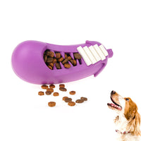 Petopia Ultra Tough Dog Toy Stuffed Eggplant, an eggplant shaped treat-dispensing chew toy in 100% natural rubber