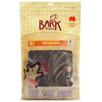 Bark & Beyond Roo Ribs 600g pack front, kraft pouch with a clear window