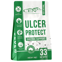 Green 1kg bag of Cen Ulcer Protect gastric support for horses, a 33 day supply