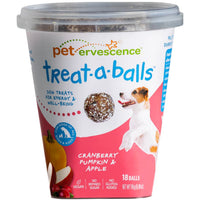 Tub front label, Pet Ervescence Treat-a-Balls Cranberry & Apple flavour