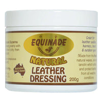 Equinade Natural Leather Dressing in a 200g white tub with the tan Equinade label