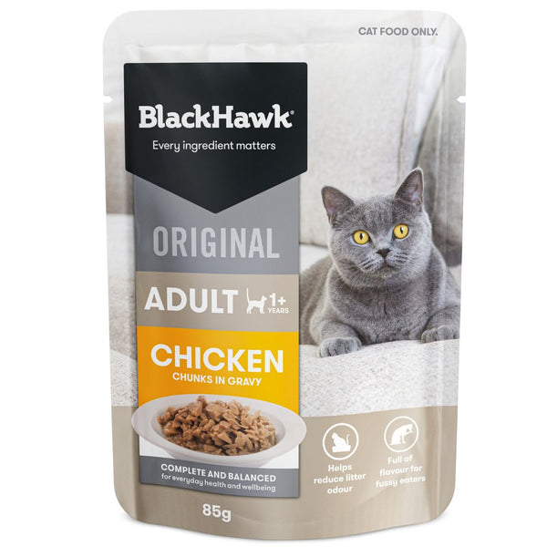 Black Hawk original Adult Wet Cat Food Chicken - 85g x 12 | PeekAPaw Pet Supplies