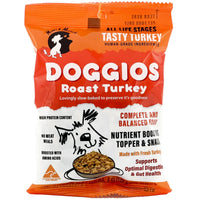 Mimi & Munch Doggios Roast Turkey dry dog food, front of the orange 100g pack