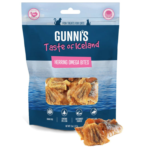 Gunni's Taste of Iceland Cat Treats Herring Omega Bites - 42.5g | PeekAPaw Pet Supplies