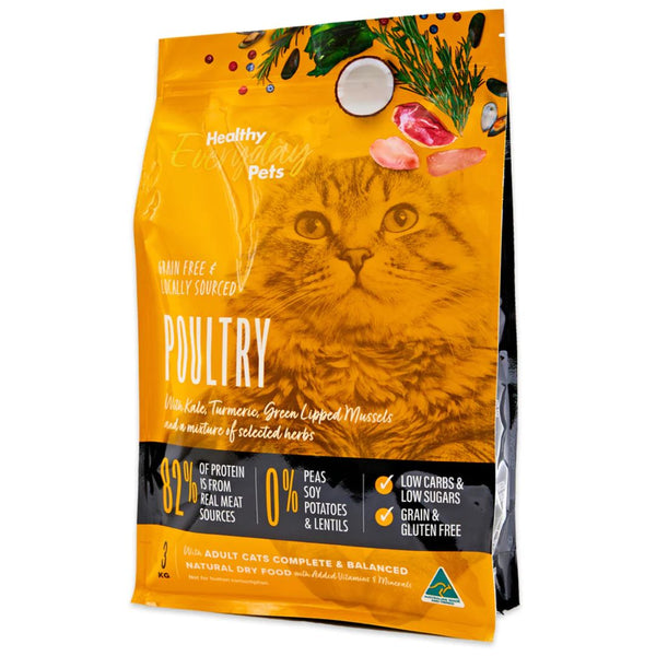 Healthy Everyday Pets Dry Cat Food Poultry - 3kg | PeekAPaw Pet Supplies