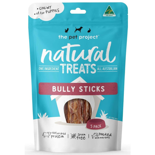 The Pet Project Cat & Dog Treats Bully Sticks 5 Pack | PeekAPaw Pet Supplies