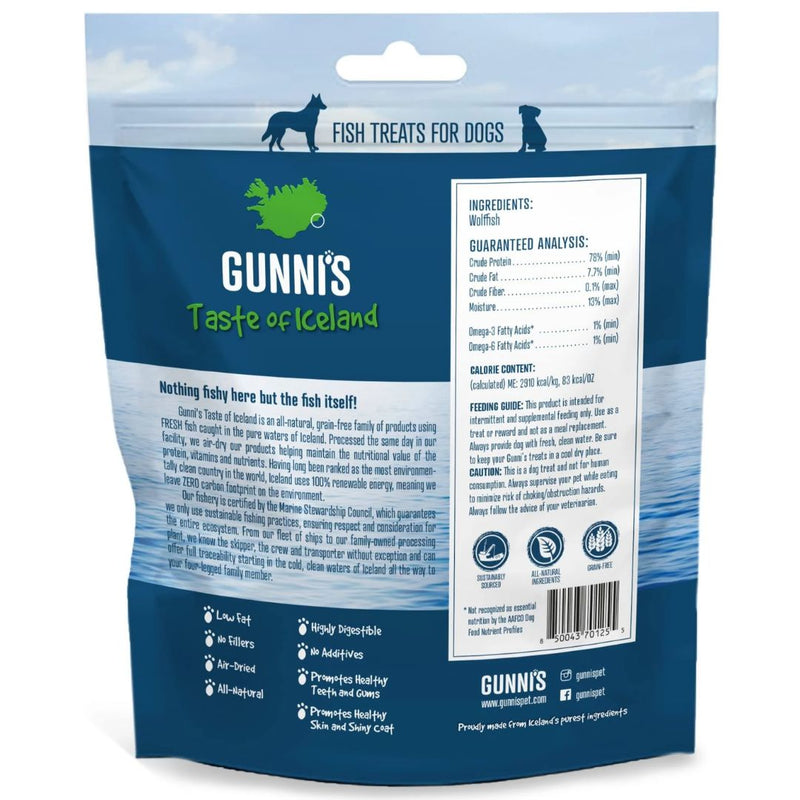 Gunni's Taste of Iceland Dog Treats Wolffish Skin Chips - 255g | PeekAPaw Pet Supplies