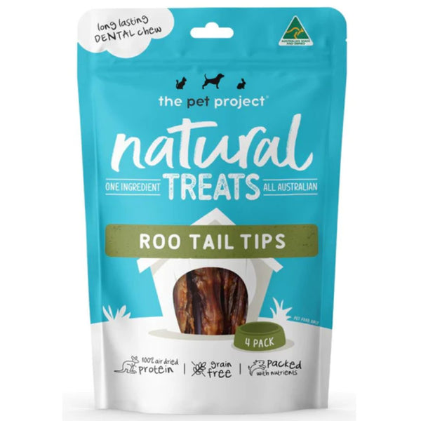 The Pet Project Natural Dog Treats Kangaroo Tail Tips 4 Pack | PeekAPaw Pet Supplies