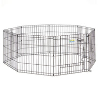 MidWest Contour exercise pen, eight black wire panels set up as an octagon