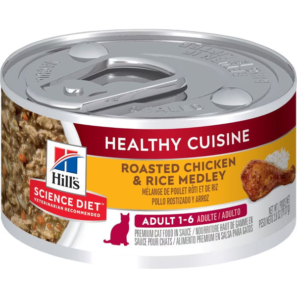 Hill's Science Diet Canned Cat Food Adult Healthy	Cuisine Roasted Chicken & Rice Medley - 79g x24 | PeekAPaw Pet Supplies