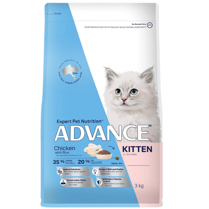 ADVANCE Kitten Dry Cat Food Chicken with Rice - 3kg | PeekAPaw Pet Supplies