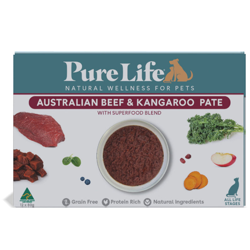 Pure Life Wet Cat Food Beef and Kangaroo Pate 85g x 12 | PeekAPaw Pet Supplies