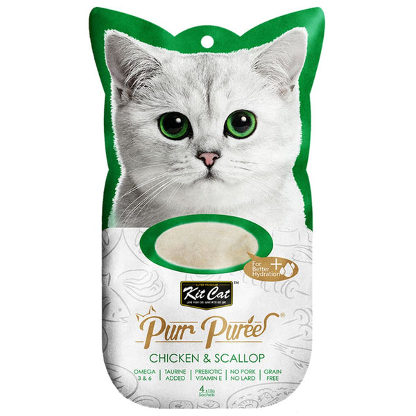 Kit Cat Purr Puree Cat Treats Chicken & Scallop - 15g x 4 | PeekAPaw Pet Supplies