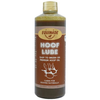 Equinade Hoof Lube premium hoof oil in a 500ml amber bottle with a gold cap