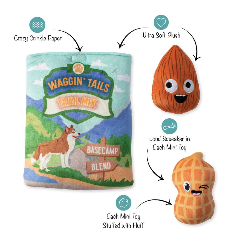 Fringe Studio Plush Burrow Dog Toy - Waggin' Tails Trail Mix | PeekAPaw Pet Supplies