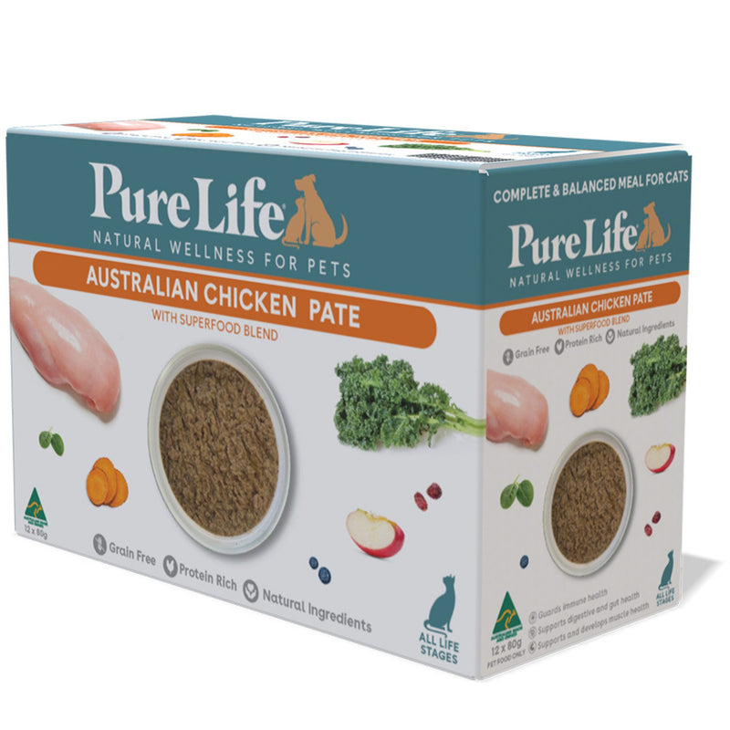 Pure Life Wet Cat Food Australia Chicken Pate 80g x 12 | PeekAPaw Pet Supplies