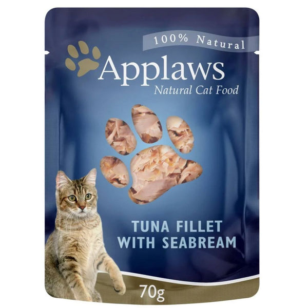 Applaws Natural Wet Cat Food Pouch Tuna with Sea Bream in Broth - 70g x 16 | PeekAPaw Pet Supplies