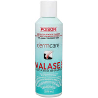 Dermcare Malaseb Medicated Shampoo 250ml bottle with the poison warning panel