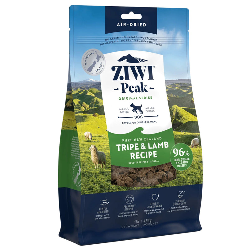 ZIWI Peak Dog Food Air Dried Tripe & Lamb 454g | PeekAPaw Pet Supplies