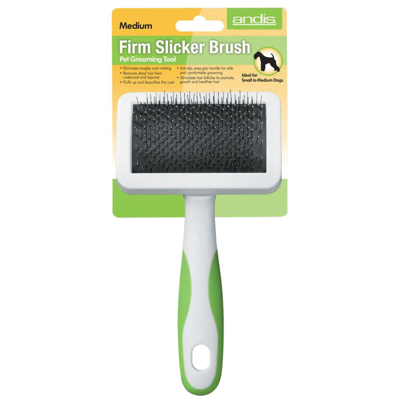 Andis Pet Grooming Firm Slicker Brush White Lime Green - Large  | PeekAPaw Pet Supplies