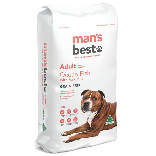 Mans Best Adult Dog Food Ocean Fish - 12kg | PeekAPaw Pet Supplies