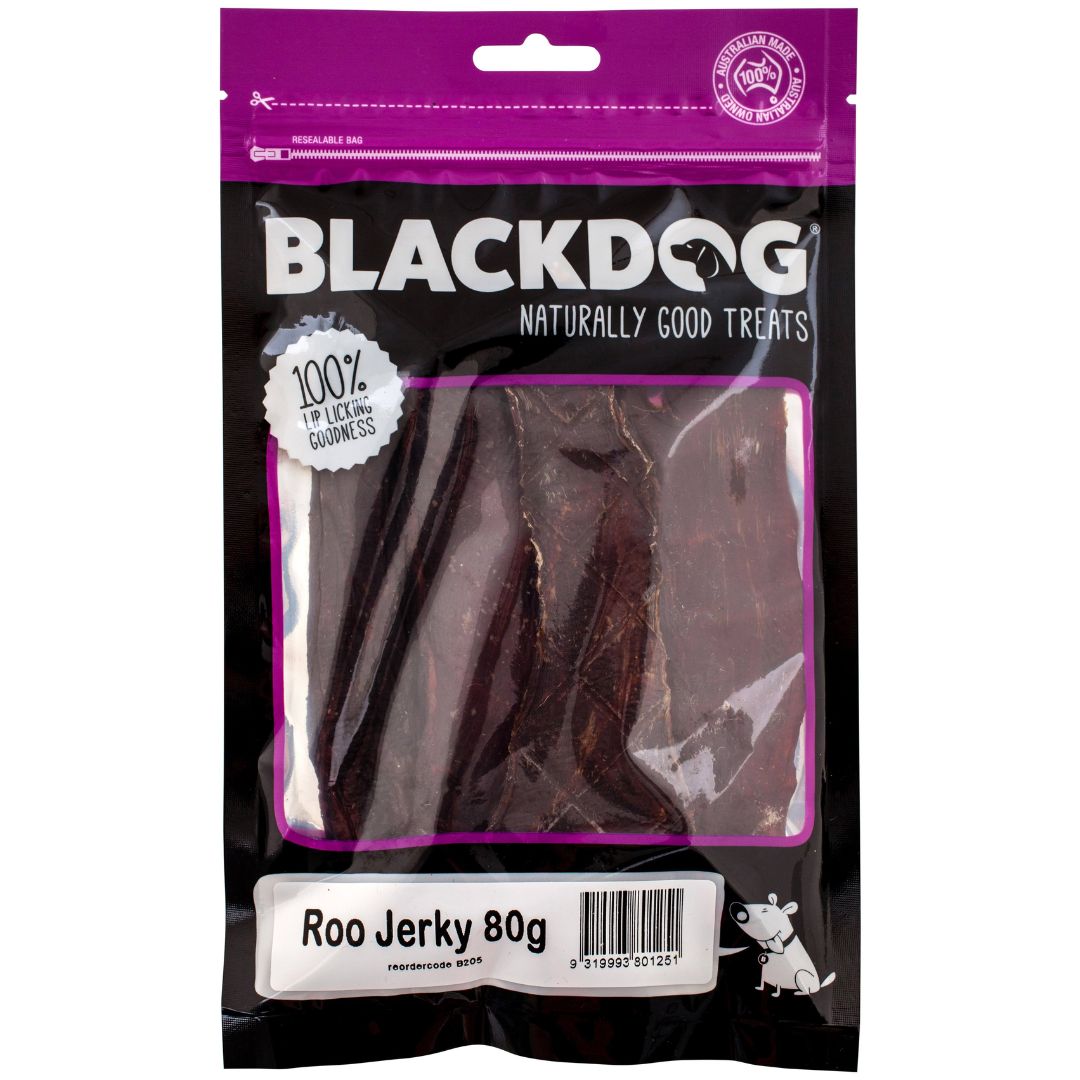 Blackdog Roo Jerky Dog Treats - 80g | PeekAPaw Pet Supplies