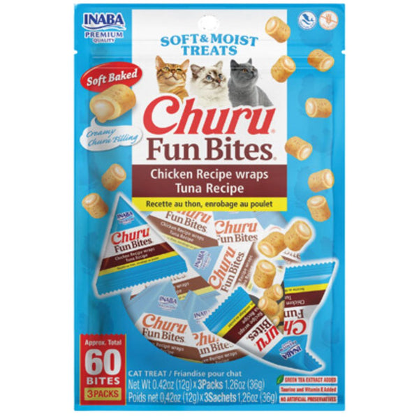 Inaba Cat Treat Churu Fun Bite Chicken Wraps with Tuna | PeekAPaw Pet Supplies