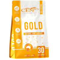 Orange 1.2kg bag of Cen Gold natural joint support for horses, a 30 day supply