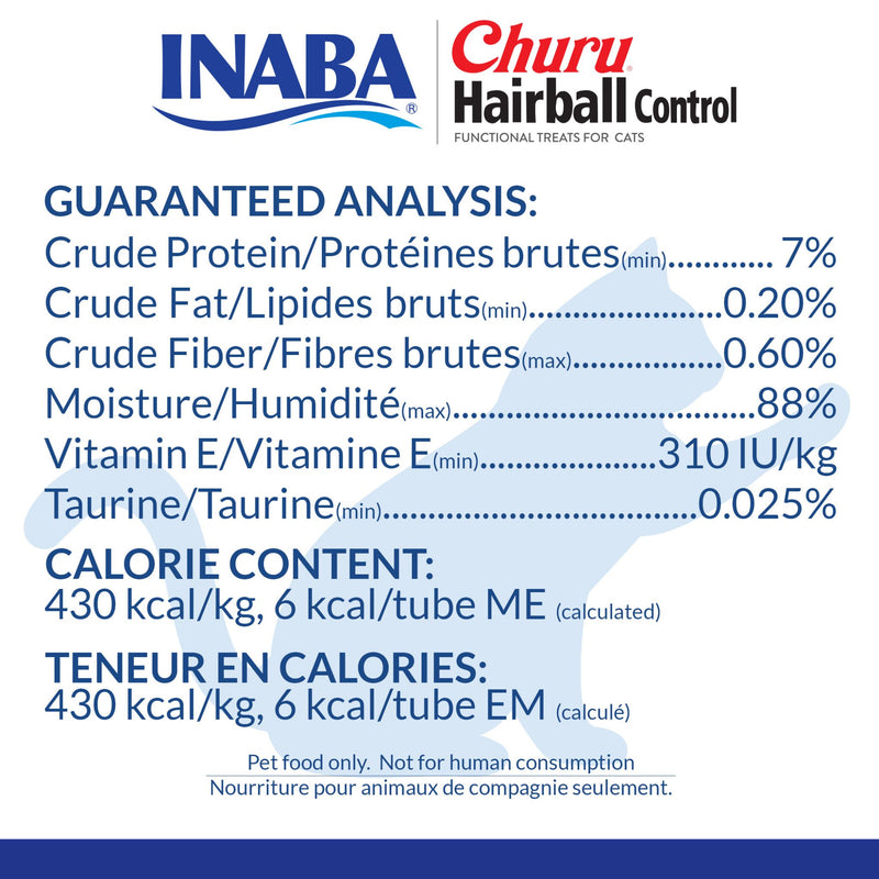 Inaba Cat Treat Churu Puree Hairball Control Tuna - 14g x 4 x 6 | PeekAPaw Pet Supplies