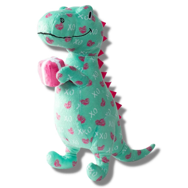 Fringe Studio Plush Squeaker Valentine's Day Dog Toy - XO Rex | PeekAPaw Pet Supplies