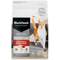Black Hawk Original Adult Chicken & Kangaroo dry cat food, 2kg bag front