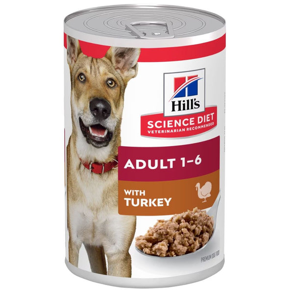 Hill's Science Diet Canned Dog Food Adult with Turkey - 370g x 12 | PeekAPaw Pet Supplies