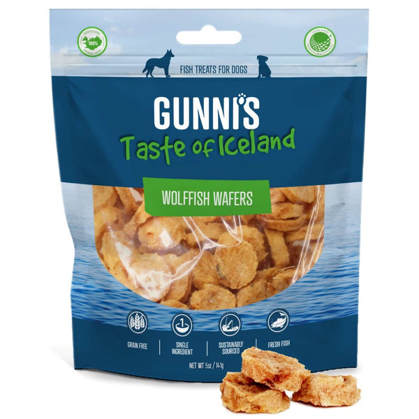 Gunni's Taste of Iceland Dog Treats Wolffish Wafers - 141g | PeekAPaw Pet Supplies