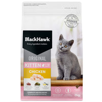 Black Hawk Original Kitten Chicken dry cat food, 2kg bag front