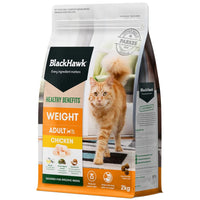 Black Hawk Healthy Benefits Weight Adult Chicken dry cat food, 2kg bag front