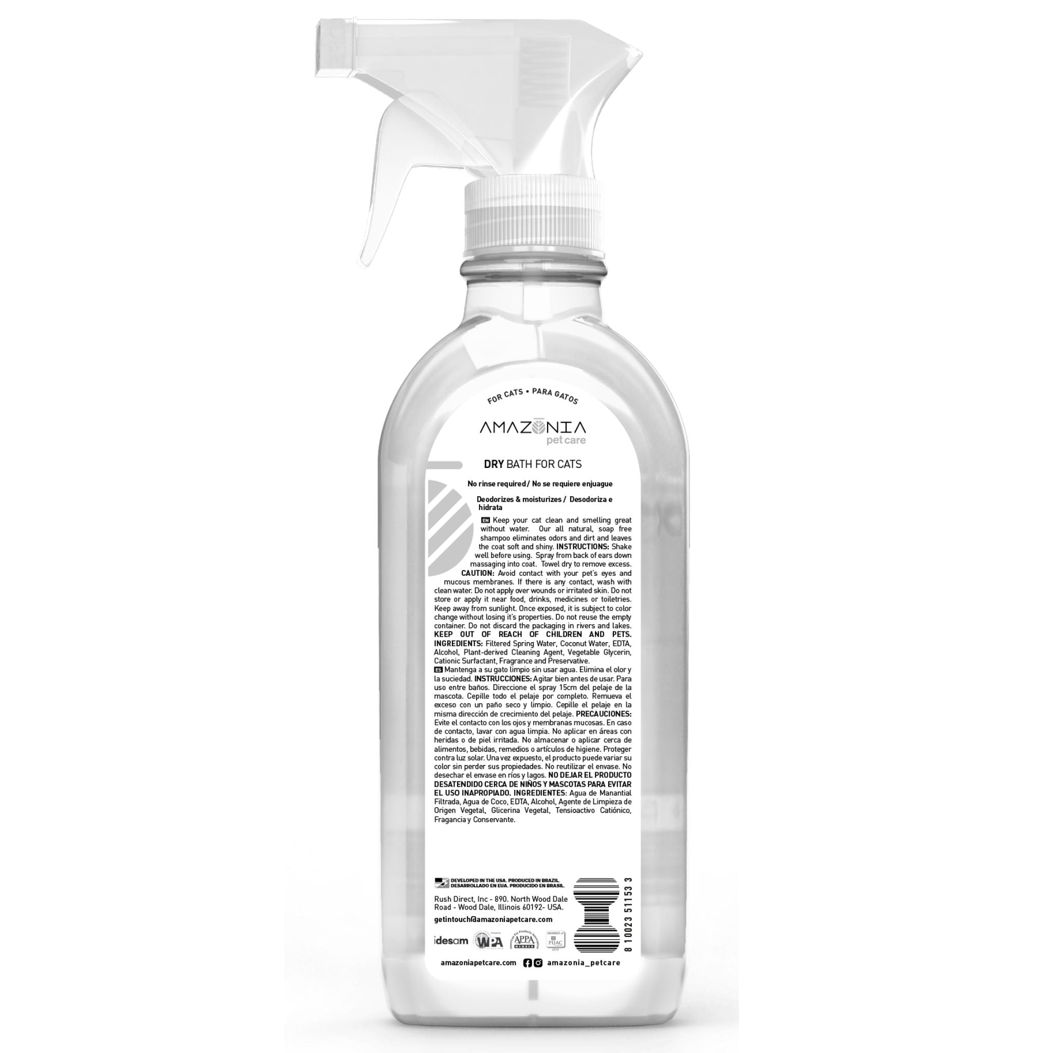 Amazonia Waterless Dry Bath Deep Cleaning For Cats 500ml | PeekAPaw Pet Supplies
