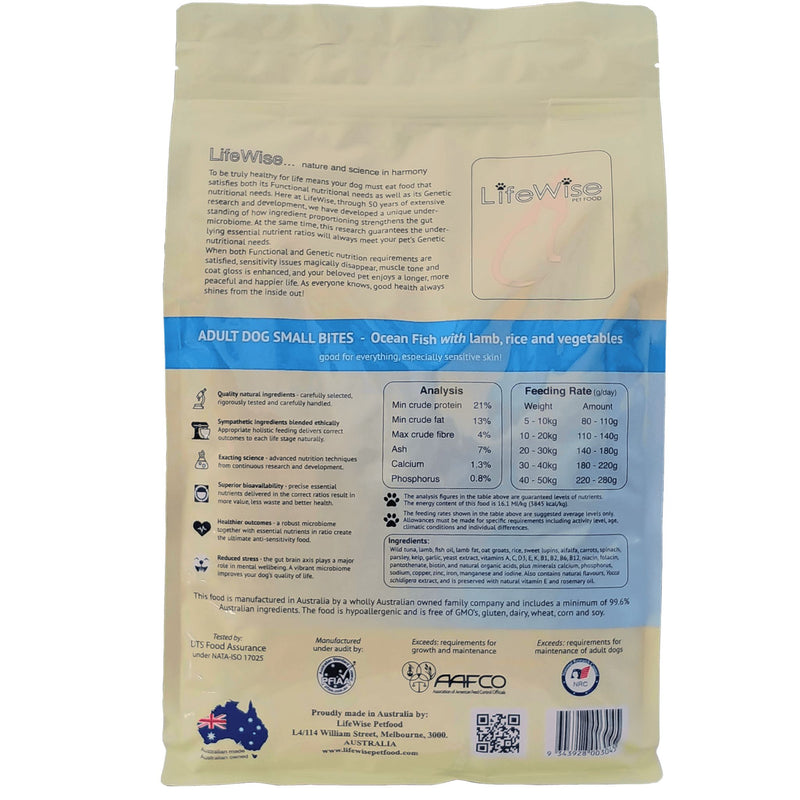 LifeWise Dry Dog Food Ocean Fish Small Bites 2.5kg | PeekAPaw Pet Supplies