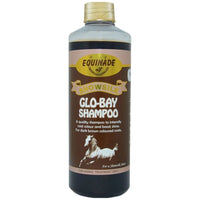 Equinade Showsilk Glo-Bay shampoo for bay coats in a 500ml bottle of brown liquid