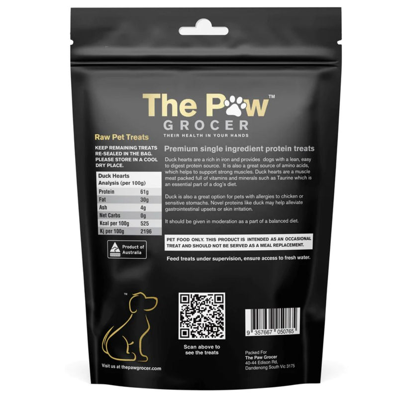 The Paw Grocer Freeze Dried Dog Treats Black Label Duck Heart  | PeekAPaw Pet Supplies
