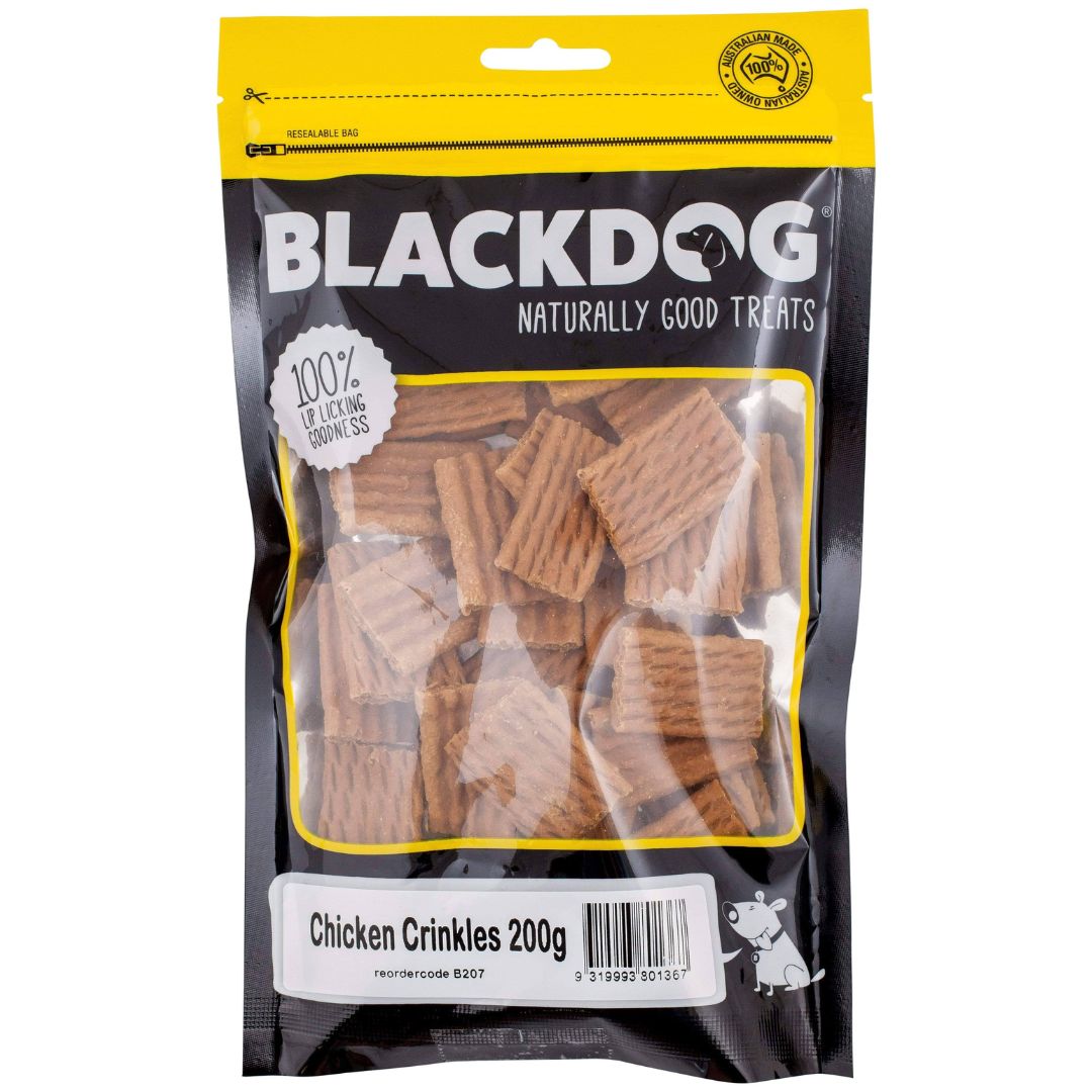 Blackdog Chicken Crinkles Dog Treats - 200g | PeekAPaw Pet Supplies