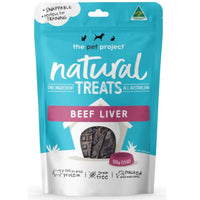 The Pet Project Natural Treats Beef Liver, 100 g teal resealable pouch, front of pack