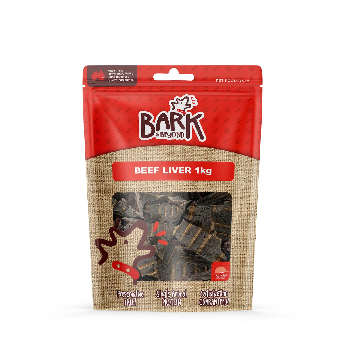 Bark & Beyond Beef Liver dog treats, 1kg – front of pack