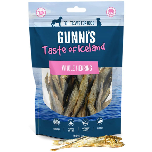 Gunni's Taste of Iceland Dog Treats Whole Herring - 85g | PeekAPaw Pet Supplies
