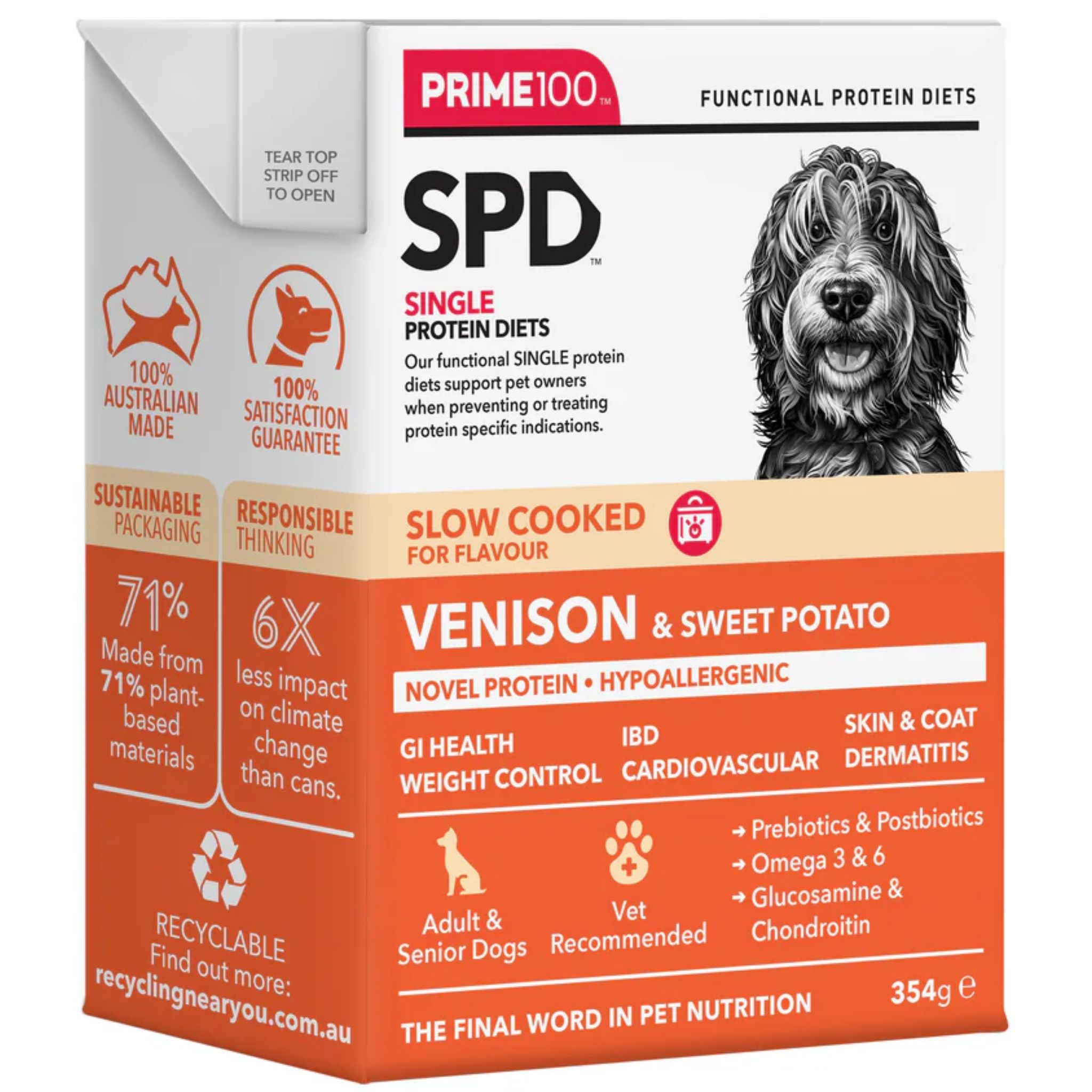 Prime100 Spd Slow Cooked Wet Dog Food Venison & Sweet Potato