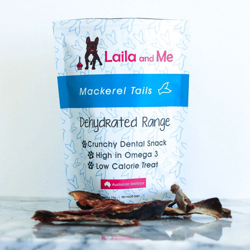 Laila & Me Dehydrated Range Cat & Dog Treats Mackerel Tails | PeekAPaw Pet Supplies