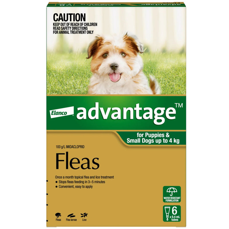 Advantage Dog 0-4kg Green 6 Pack | PeekAPaw Pet Supplies