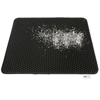 CatMate anti-scatter cat litter mat, black honeycomb surface viewed from above