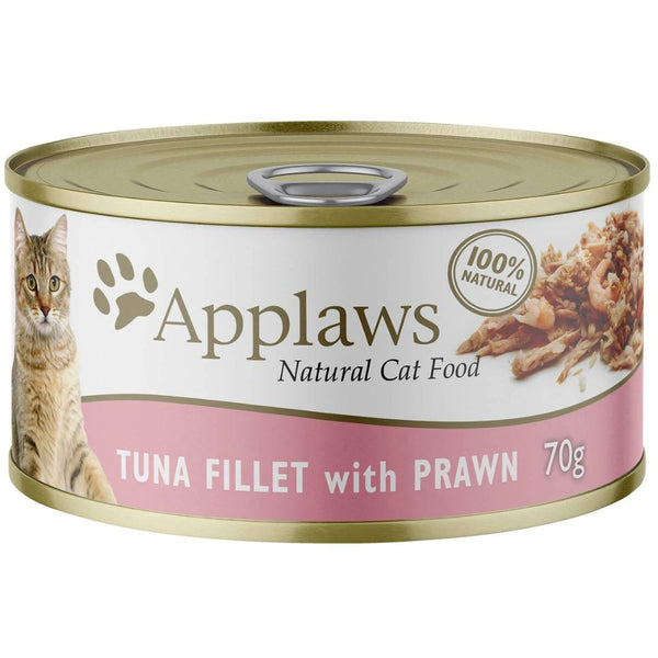 Applaws Natural Wet Cat Food Tin Tuna Fillet with Prawn - 70g x 24 | PeekAPaw Pet Supplies