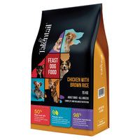 Talentail Feast Chicken with Brown Rice dry dog food, 15kg bag front of pack
