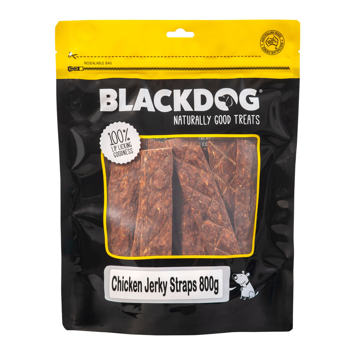 BlackDog Chicken Jerky Straps 800g – front of pack